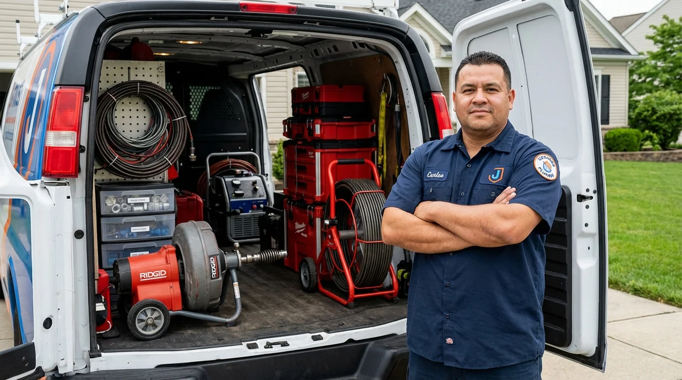 Professional drain cleaning equipment and Johns Plumbing LLC plumber in Berry