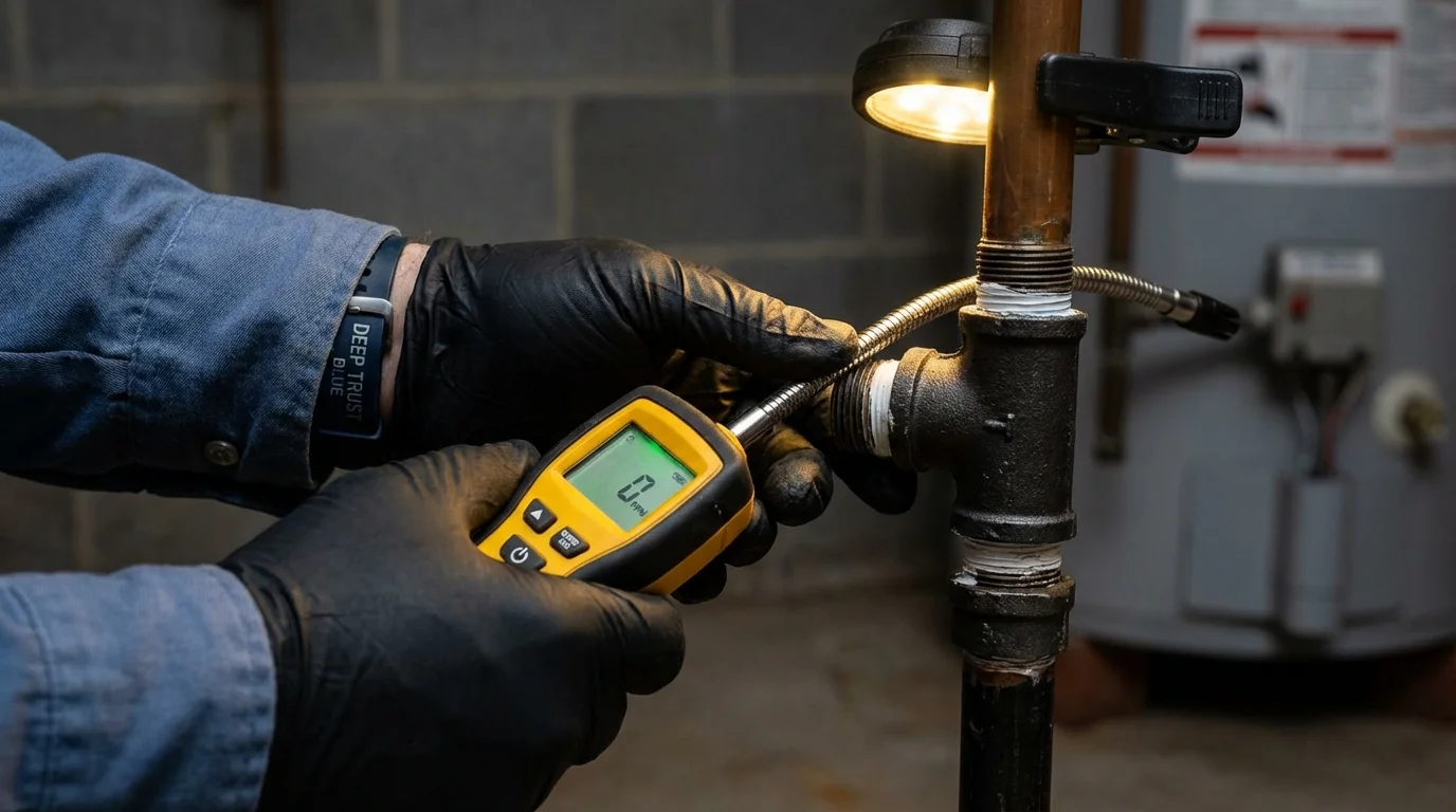 Gas leak detection with electronic sniffer by Johns Plumbing LLC in Berry